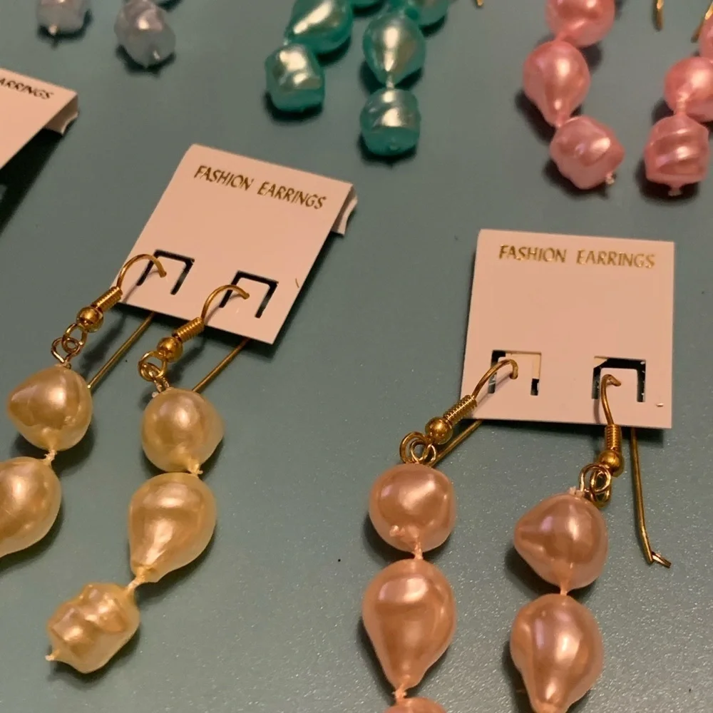 NEW Pearl Styled Dangly Fashion Earrings Set of 6